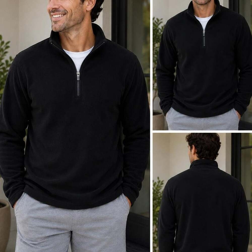 Lands' End Black Fleece Quarter Zip Pullover
